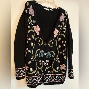 Vintage Liz Claiborne Floral Knit Sweater